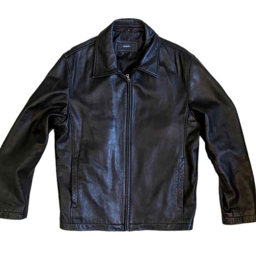 Alfani Black Genuine Leather Jacket
